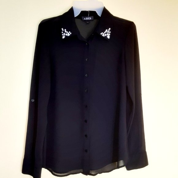 A. Byer Embellished Long Sleeve Top - Picture 1 of 6